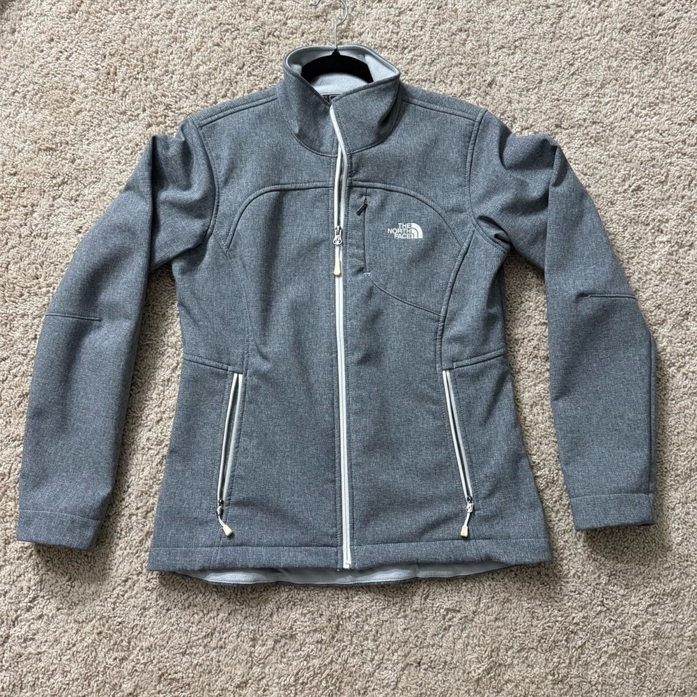 The North Face Gray Ski Jacket with Stand-Up Collar